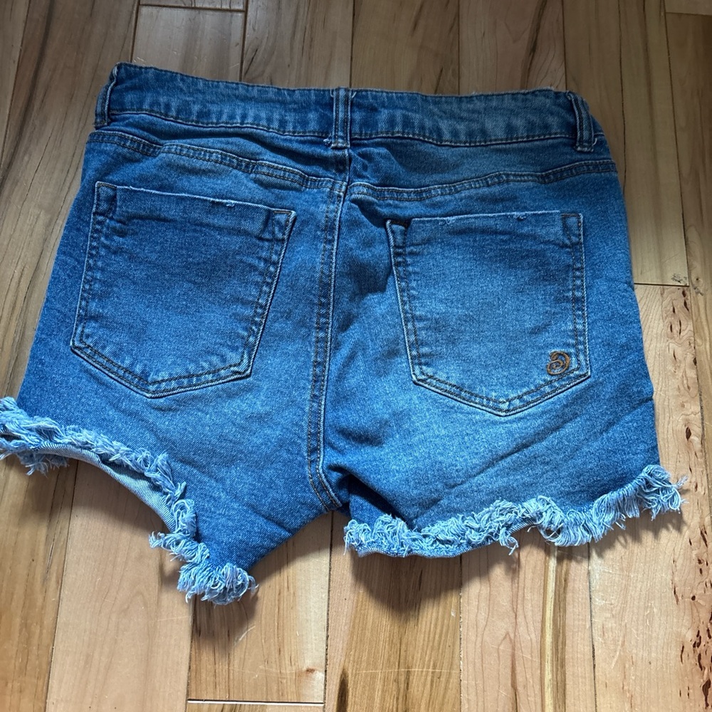 Indigo Rein Blue Frayed Jean Shorts